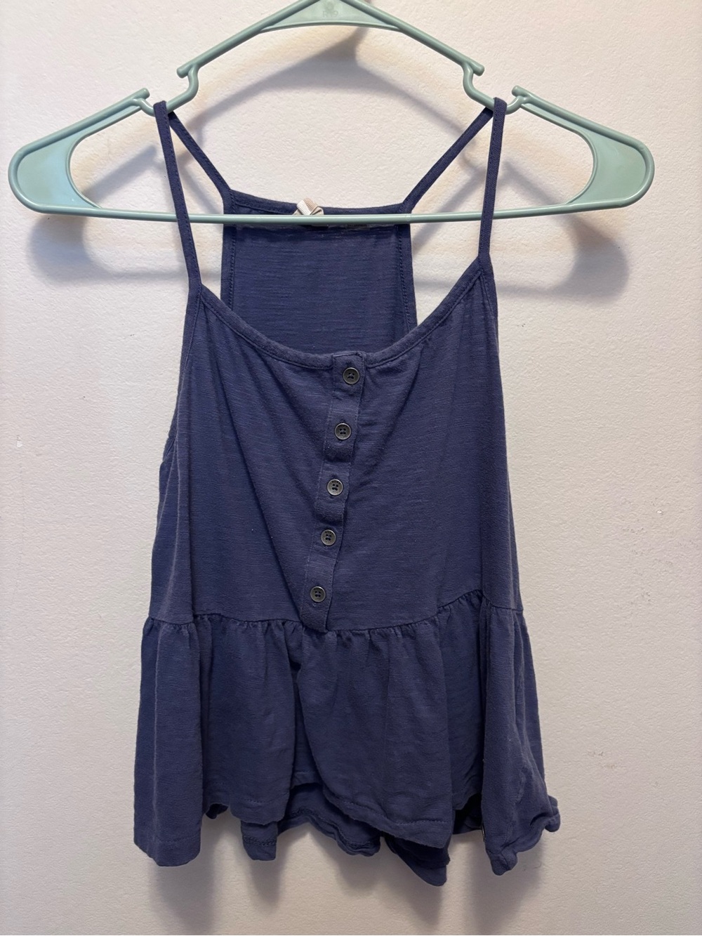 Roxy Navy Button-Front Peplum Tank
